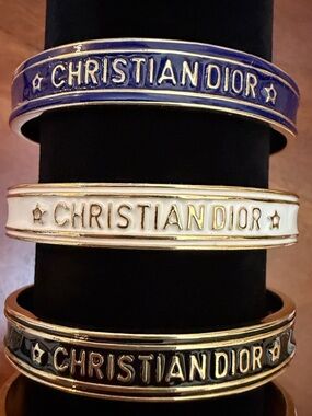 DIOR Code Bangle bracelet Christian jewelry gold luxury metal white lacquer NEW